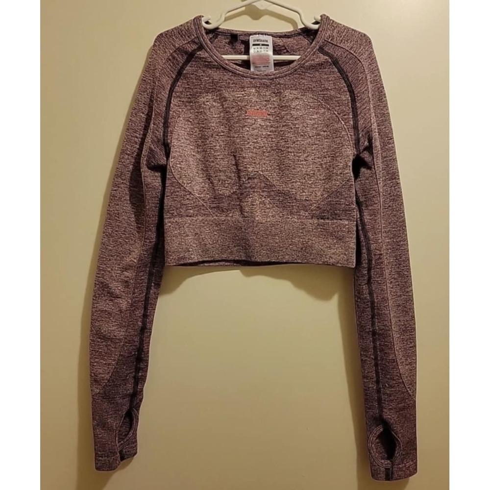 Gymshark Seamless Flex Purple Long Sleeve Crop Top Size Small